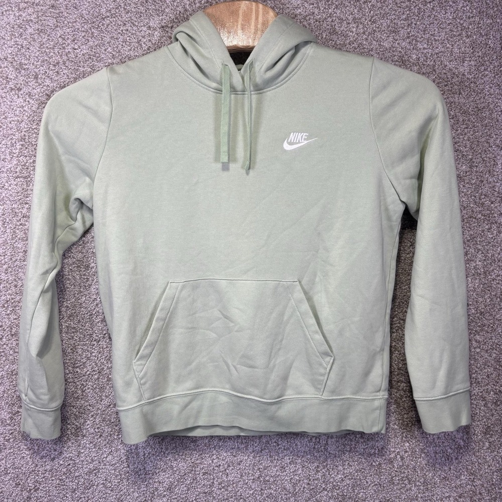 Nike Hoodie Mens Medium Green Fleece Pullover Swoosh Logo Sweatshirt Casual